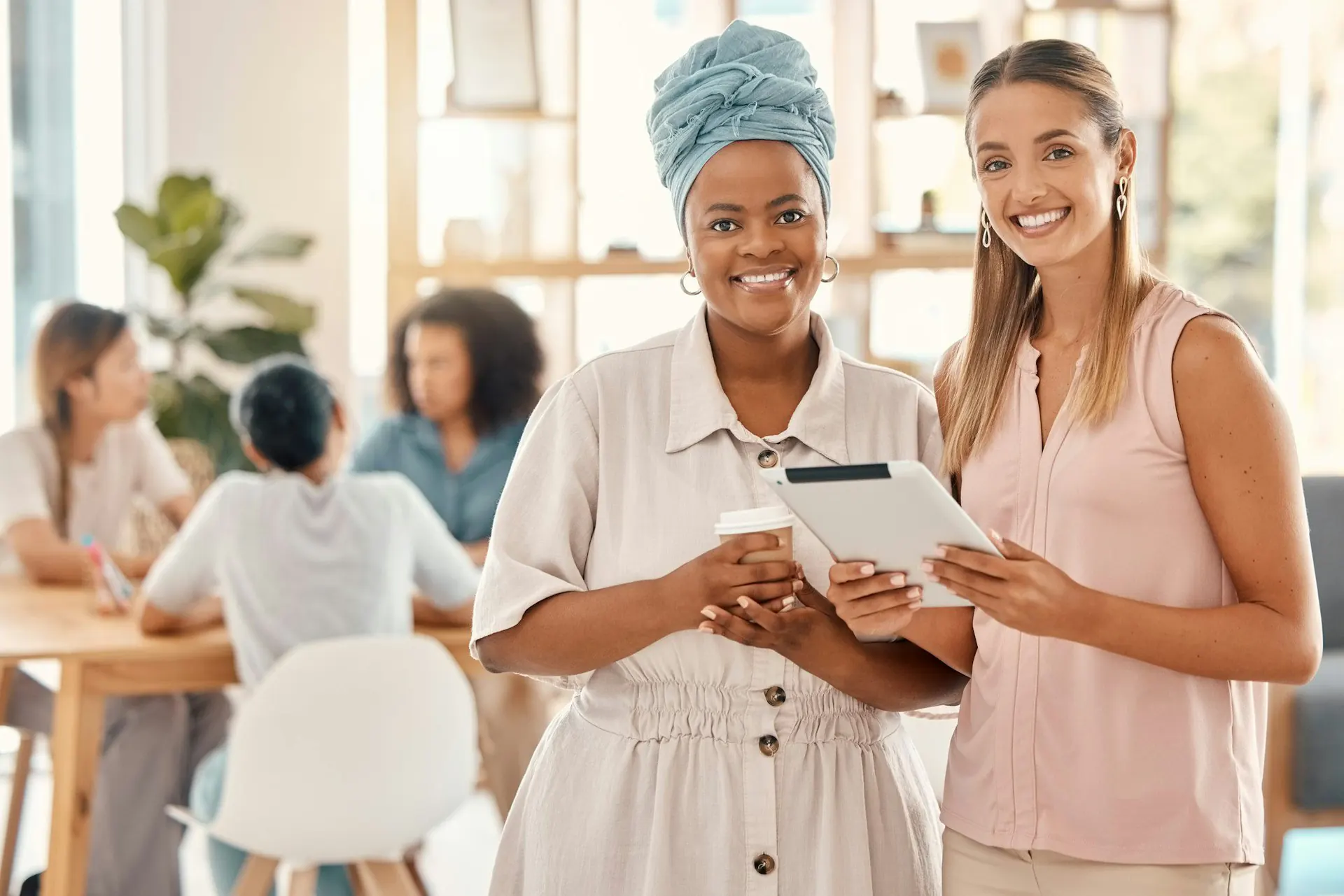 business portrait women in office and tablet planning in digital marketing agency