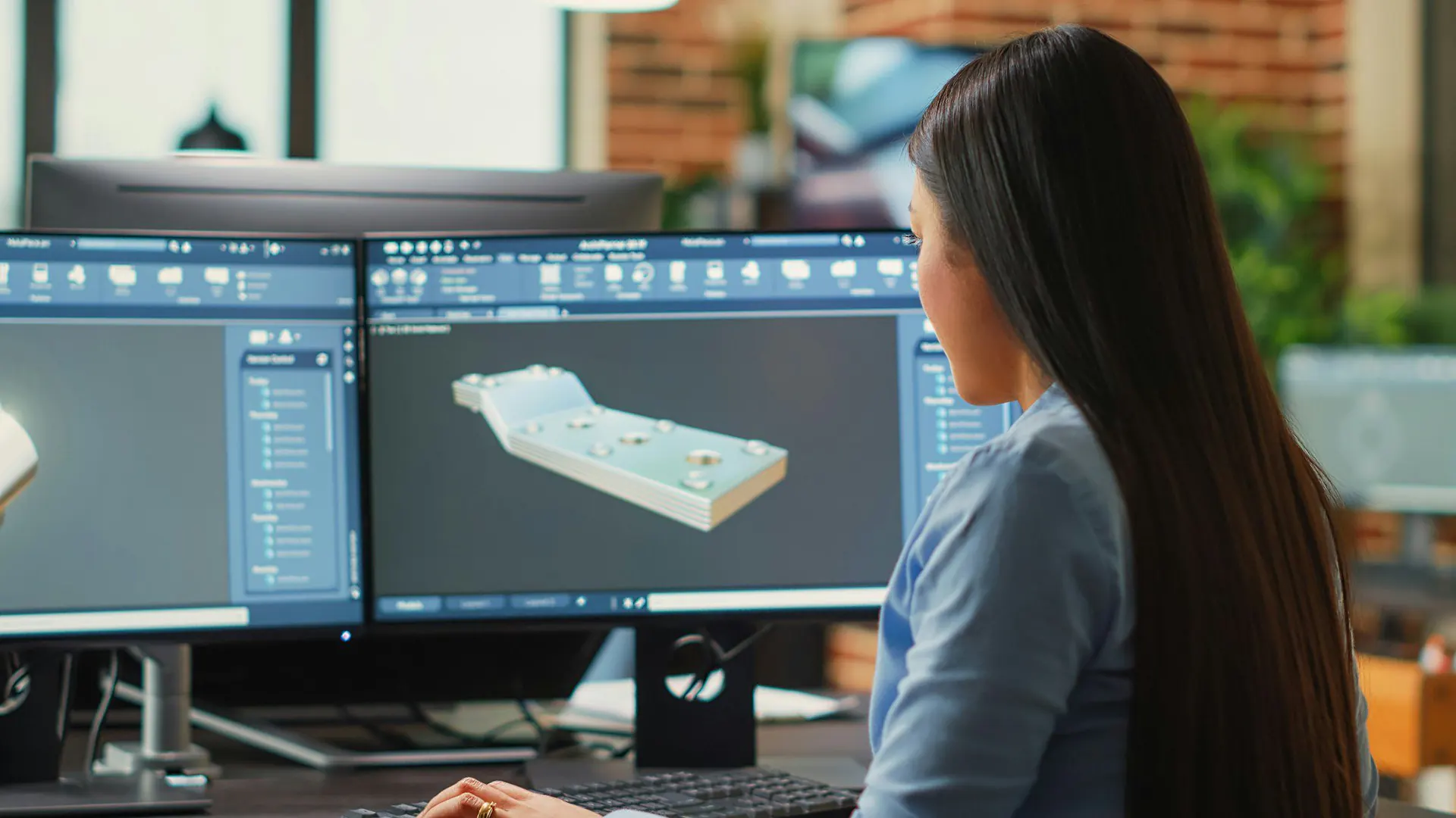 3D creator improving an industrial prototype component using digital design tools