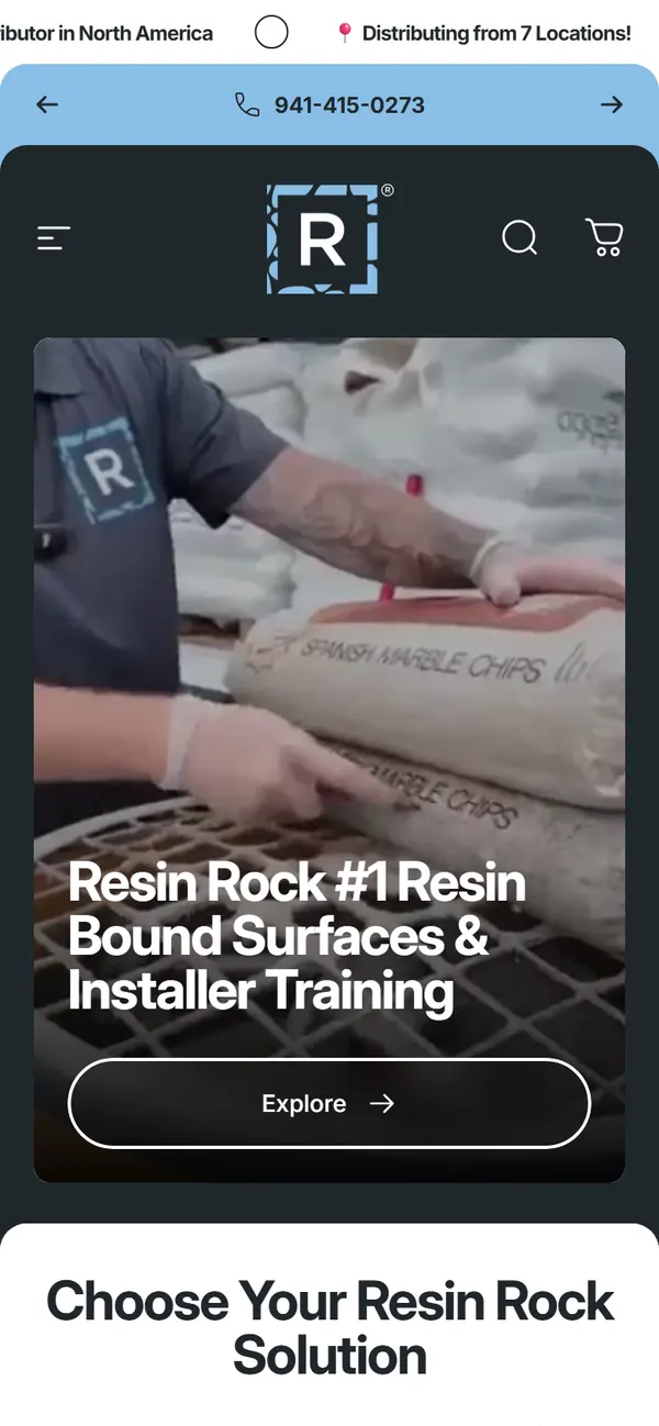 The same ResinRock page on a phone